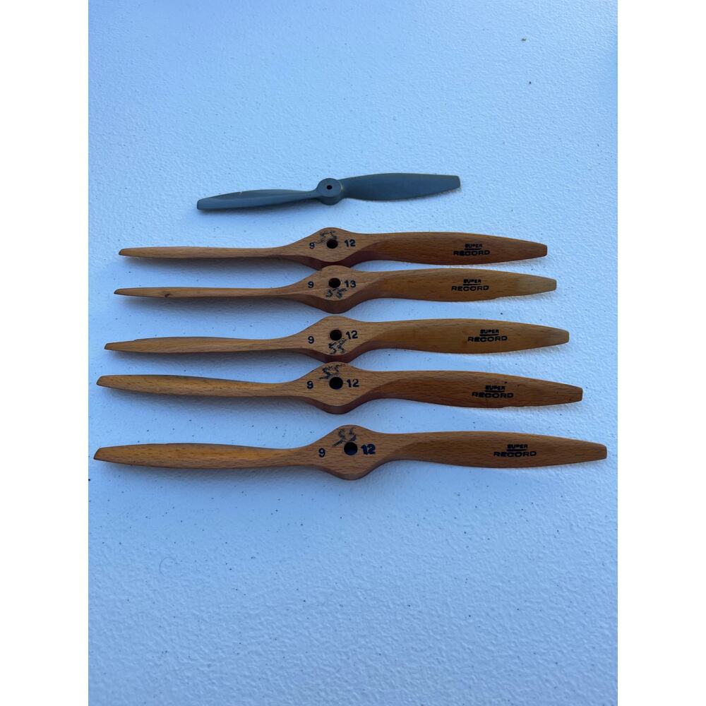 Lot of 6 super Record wooden model airplane propellers